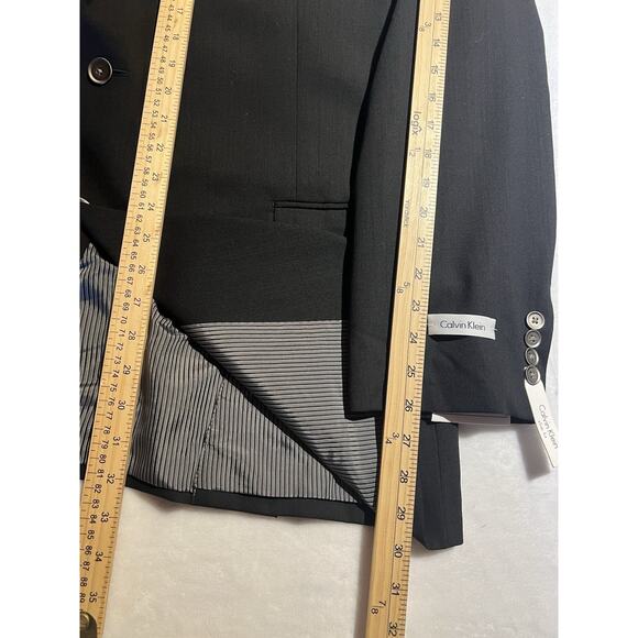 New Calvin Klein Mens 46L Slim Fit Solid Black Blazer Sport Coat Suit Jacket NWT - Picture 13 of 14